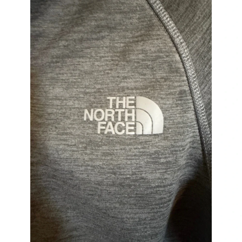 The North Face Mens Gray Full Zip Fleece Jacket Mock Neck Heathered Medium
